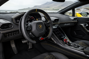 Lamborghini interior with carbon fiber dashboard