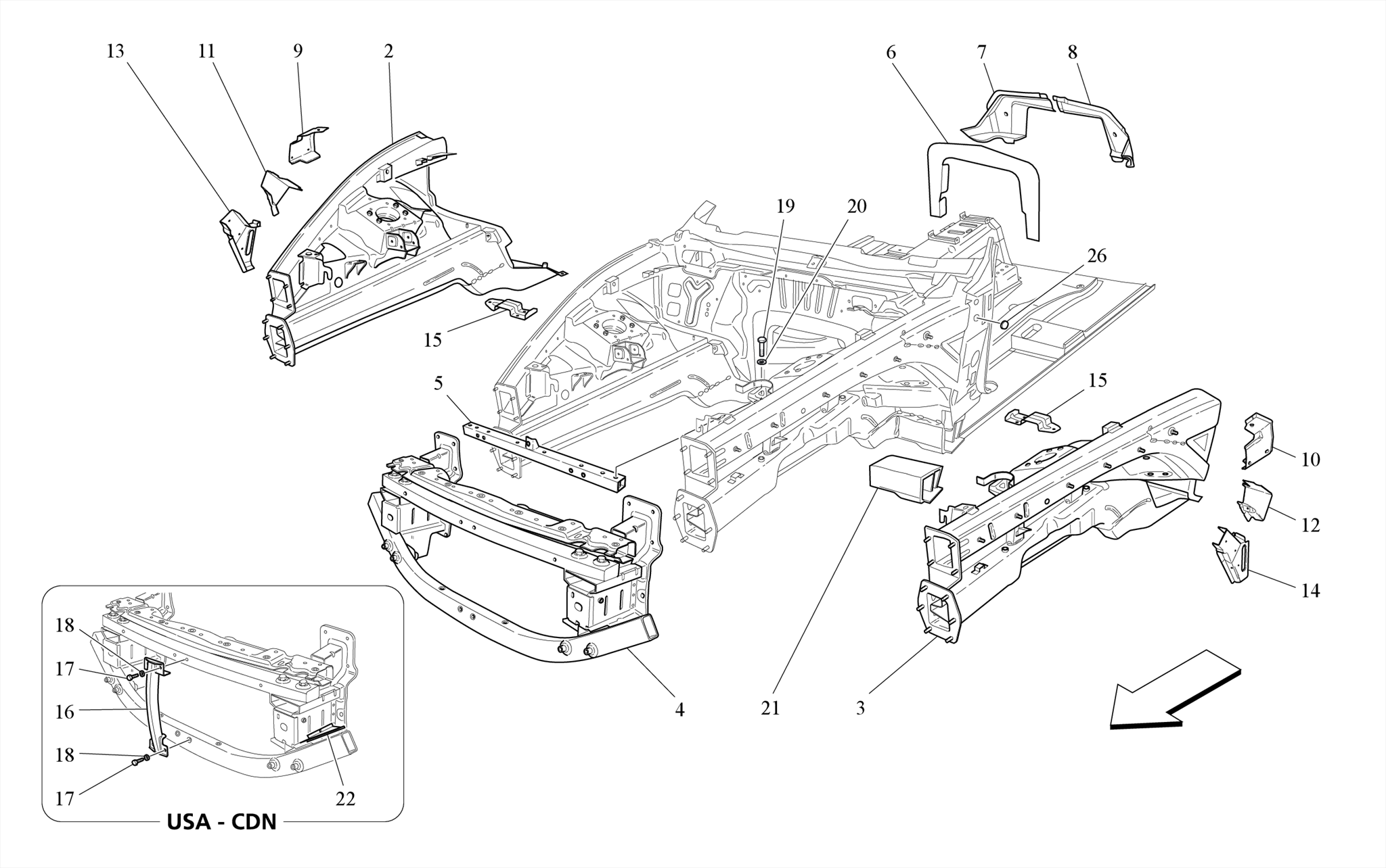 807.08.00-BUMPER, COMPLETE REAR CARBON