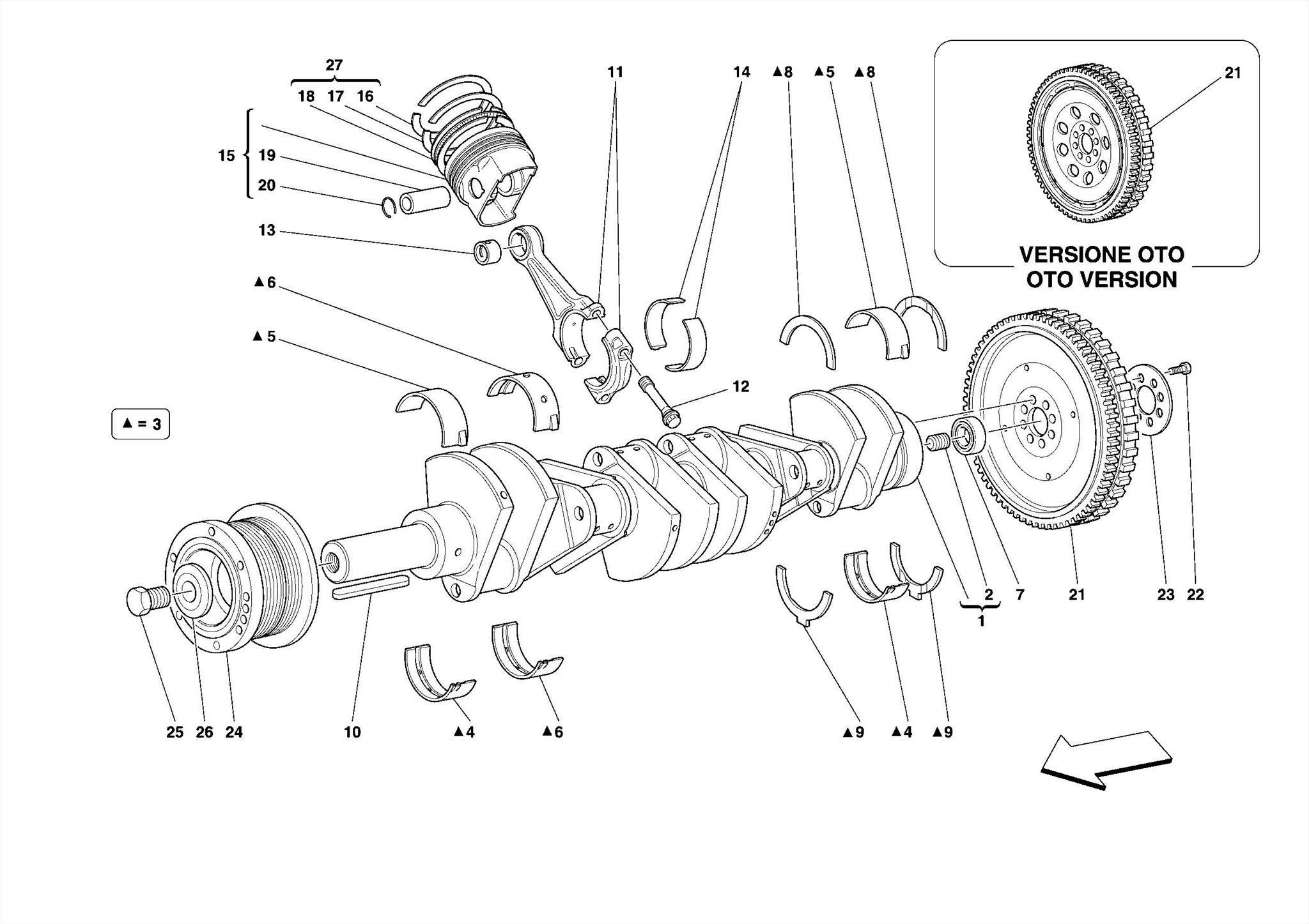 0003 CRANKSHAFT - CONNECTING RODS AND PISTONS